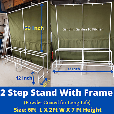 6 feet Two step Garden Stand with Frame Detachable Type Size in Inches 72(L)X23W) X64(H) 6 feet Two step Garden Stand with Frame Detachable Type Size in Inches 72(L)X23W) X64(H)