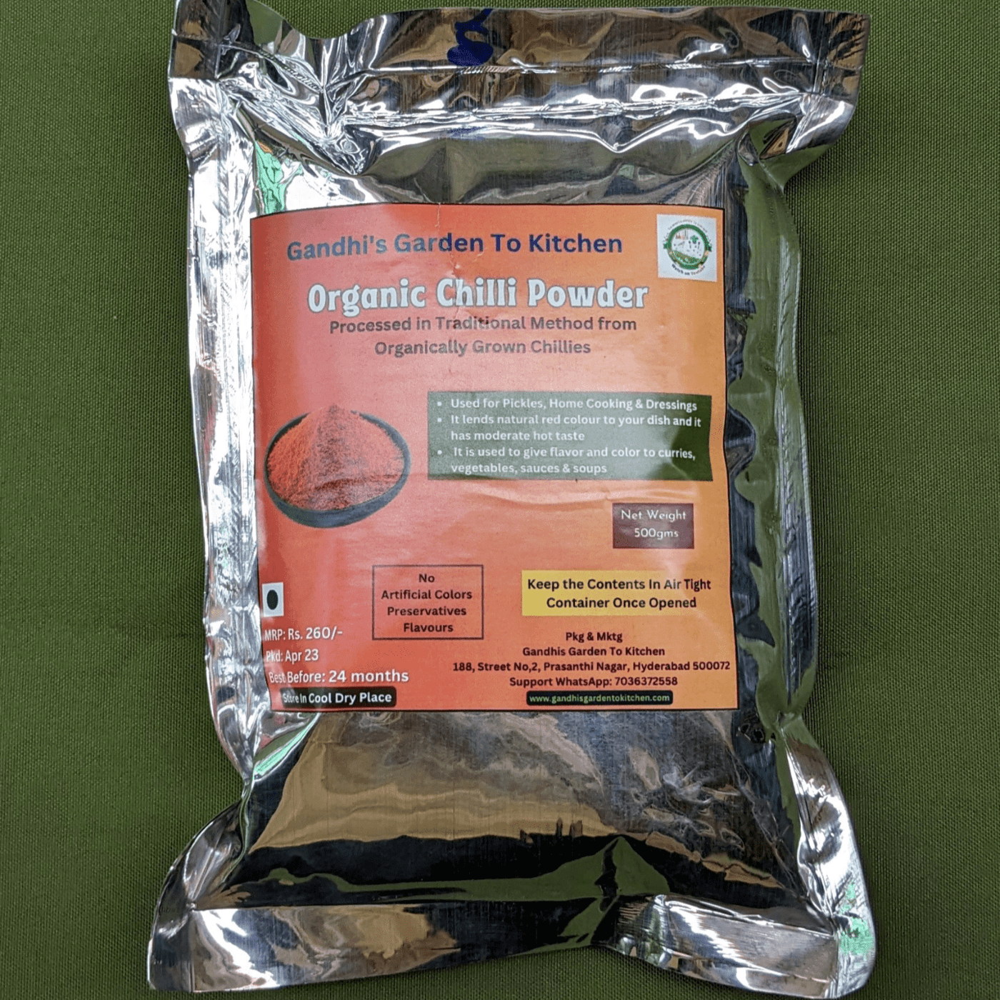 Organic chilli powder processed