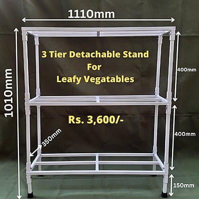 vertical 3 shelf stand detachable Size: 1010mm width X 1110mm Height X 350mm depth. for leafy vegetables growing