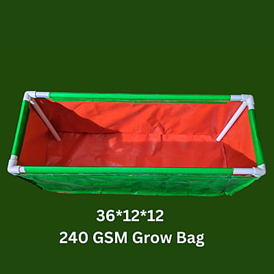 36 Inch * 12 Inch * 12Inch 260GSM Rectangular Grow Bag with UPvc Pipe Support